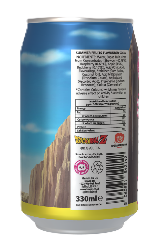 Dragon Ball Z Trunks Summer Fruits Flavour Soda Can 330ml