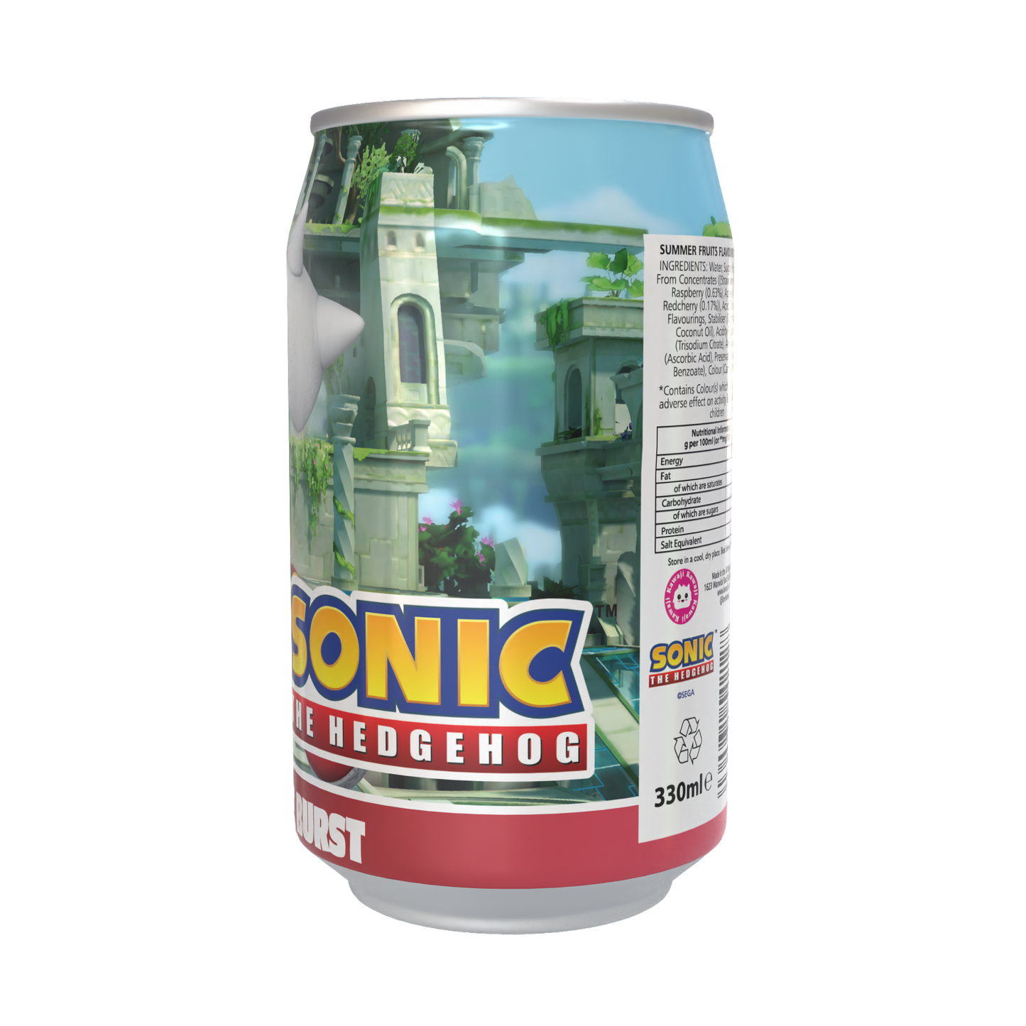 Sonic the Hedgehog Knuckle Burst - Summer Fruits  Flavour Soda Can 330ml Standard