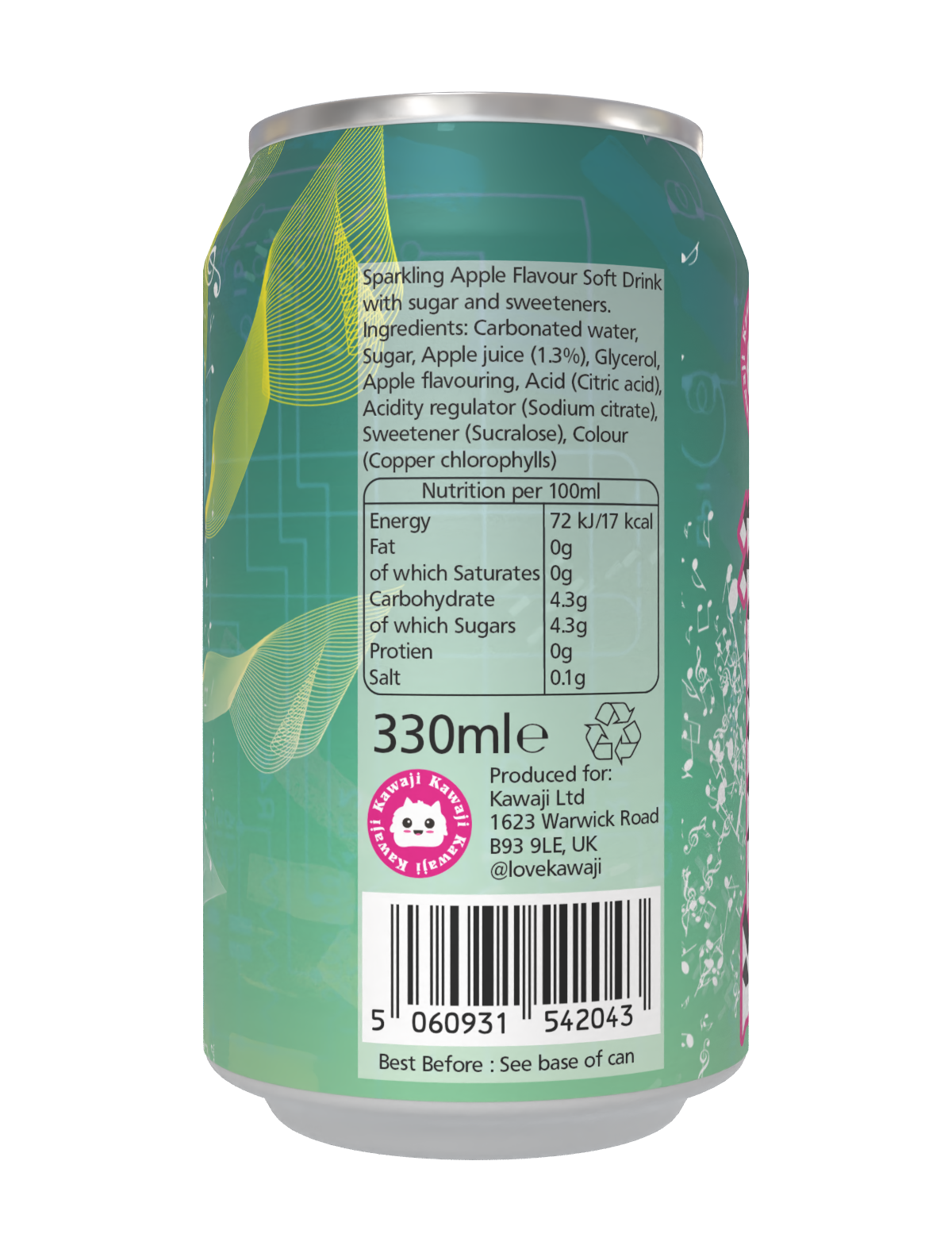 Limited Edition Hatsune Miku Apple Splash  Soda Can 330ml